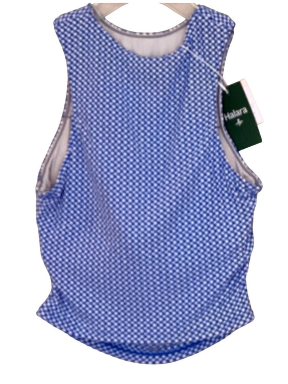 Halara Softlyzero Airy Blue Gingham Sleeveless Tank Top Built In Bra Size M NWT